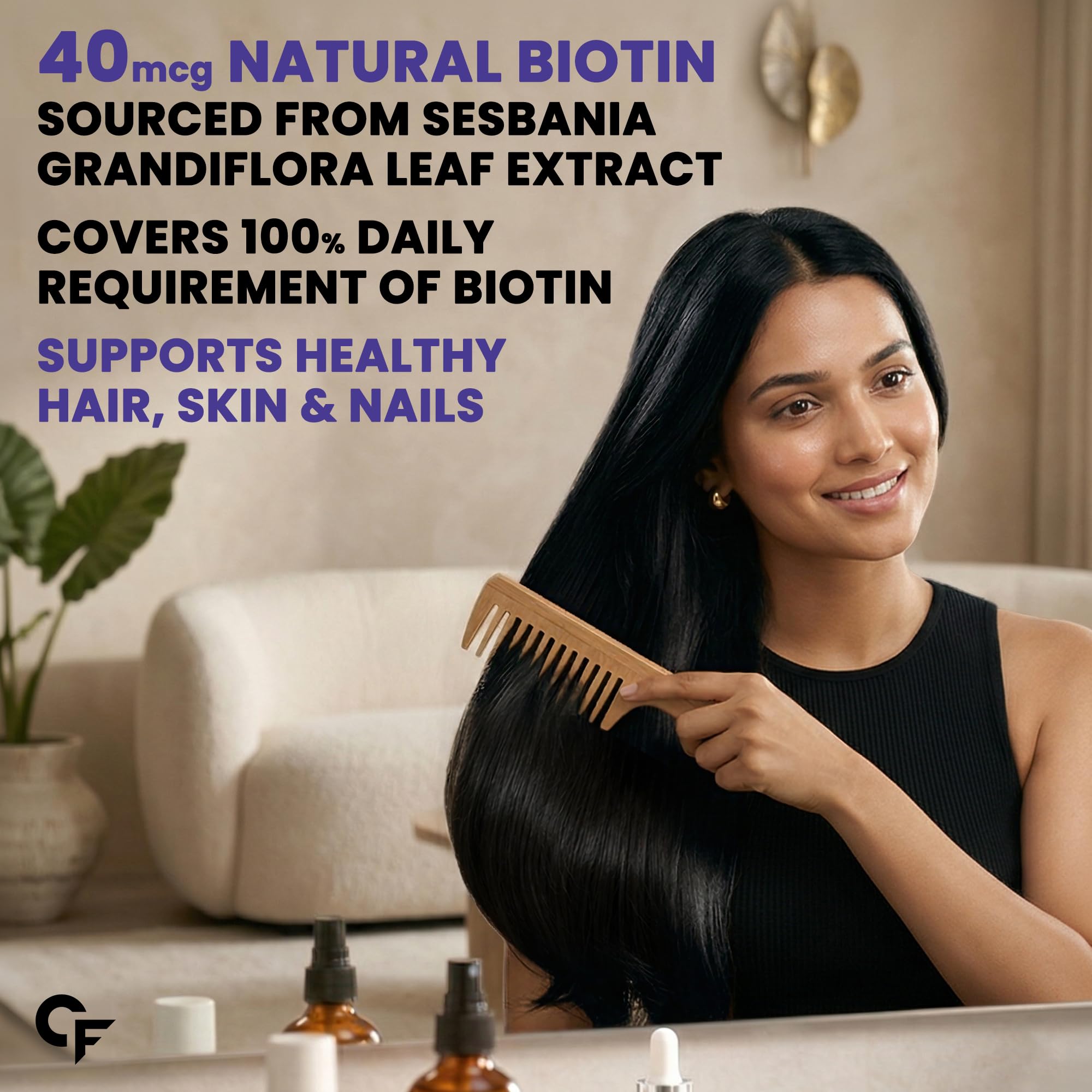 Carbamide Forte Biotin Hair Gummies, Strawberry Flavor, No Added Sugar, 60 Count, Adult Supplement - label detail