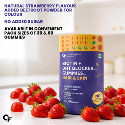 Carbamide Forte Biotin Hair Gummies, Strawberry Flavor, No Added Sugar, 60 Count, Adult Supplement - ingredients panel