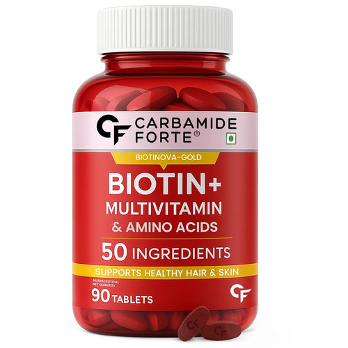 Carbamide Forte Biotin Tablets, 90 Count, Multivitamin Formula with Sesbania, Amla & Bamboo Extracts, Adult