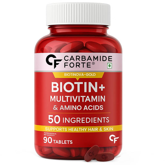 Carbamide Forte Biotin Tablets, 90 Count, Multivitamin Formula with Sesbania, Amla & Bamboo Extracts, Adult