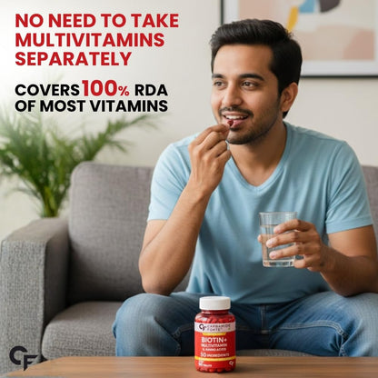 Carbamide Forte Biotin Tablets, 90 Count, Multivitamin Formula with Sesbania, Amla & Bamboo Extracts, Adult - close-up detail