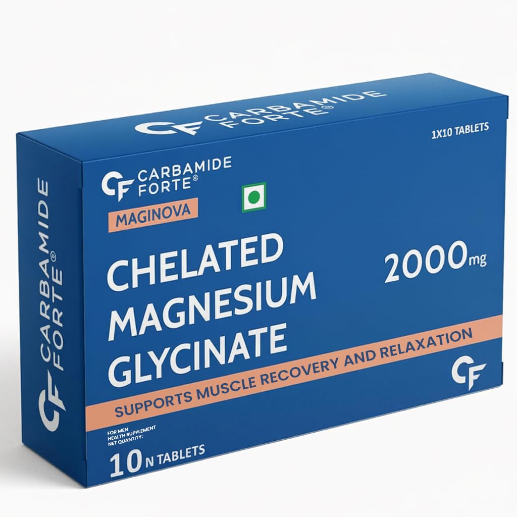 Carbamide Forte Chelated Magnesium Glycinate Supplement, 2000mg per Serving, 10 Veg Tablets
