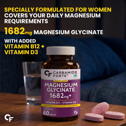 Carbamide Forte Chelated Magnesium Glycinate Supplement, 2000mg per Serving, 10 Veg Tablets - back view (38)