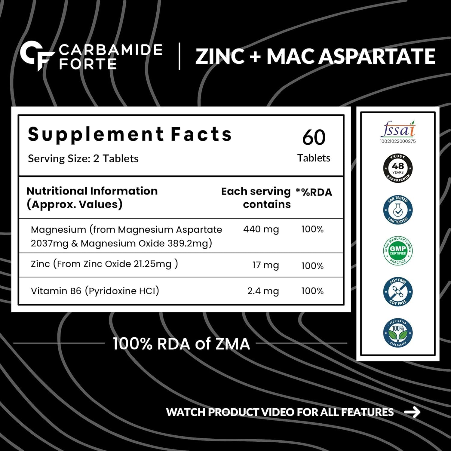 Carbamide Forte Chelated Magnesium Glycinate Supplement, 2000mg per Serving, 10 Veg Tablets - front view (46)