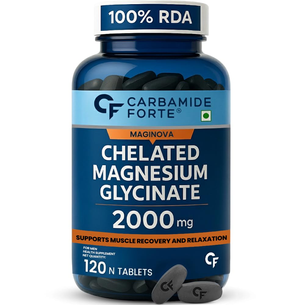 Carbamide Forte Chelated Magnesium Glycinate Supplement, 2000mg per Serving, 10 Veg Tablets (53)