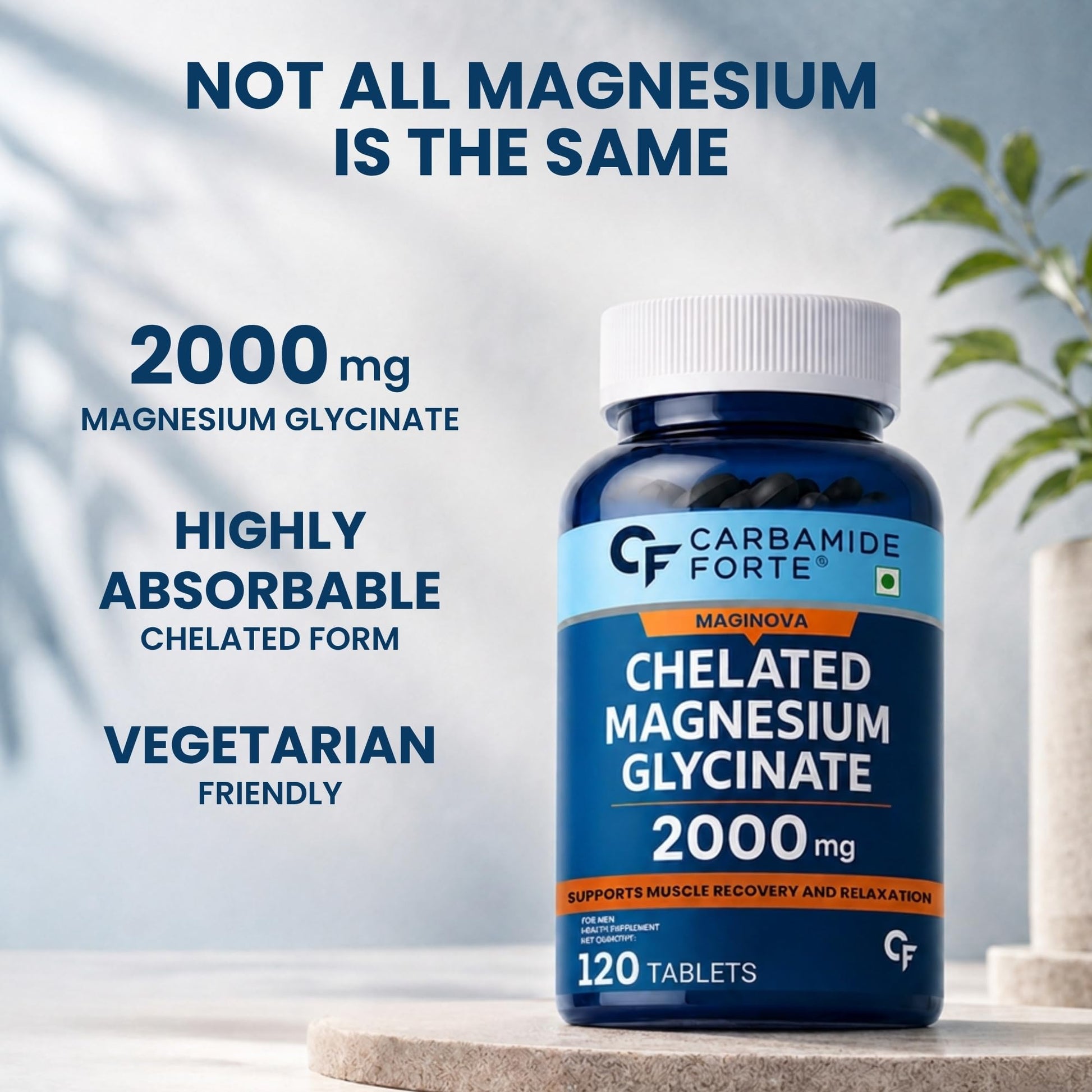 Carbamide Forte Chelated Magnesium Glycinate Supplement, 2000mg per Serving, 10 Veg Tablets - packaging (56)
