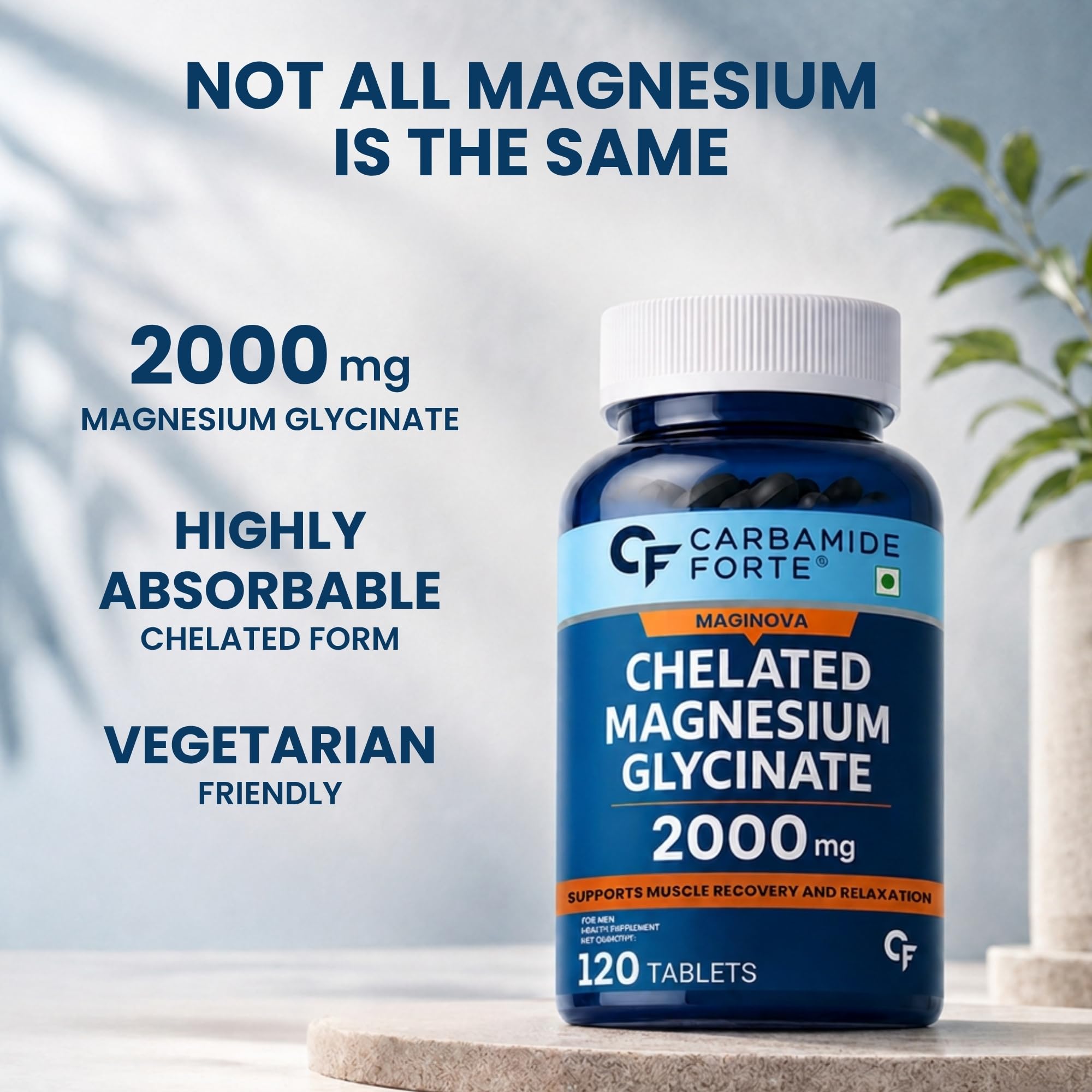 Carbamide Forte Chelated Magnesium Glycinate Supplement, 2000mg per Serving, 10 Veg Tablets - packaging (56)