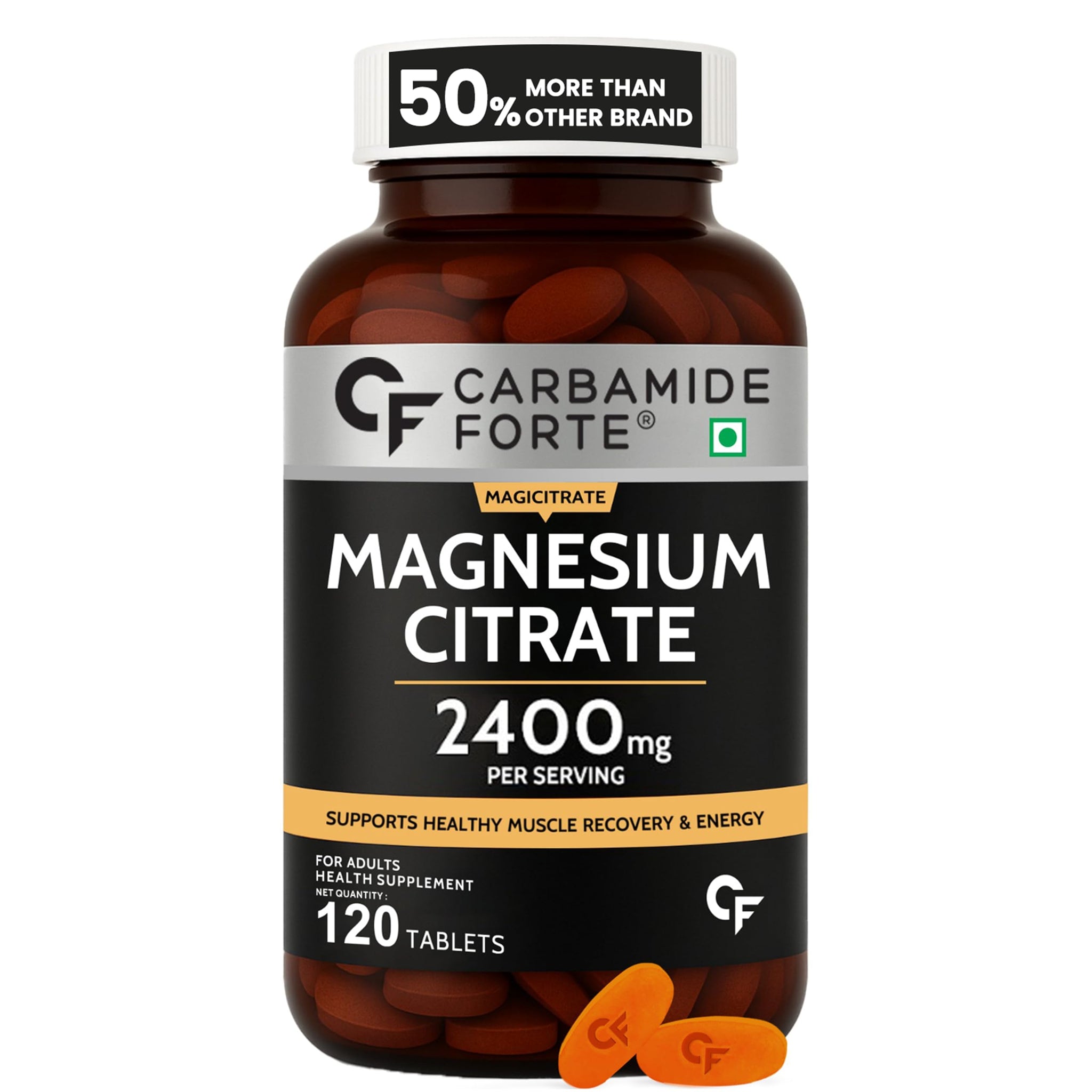 Carbamide Forte Chelated Magnesium Glycinate Supplement, 2000mg per Serving, 10 Veg Tablets (61)