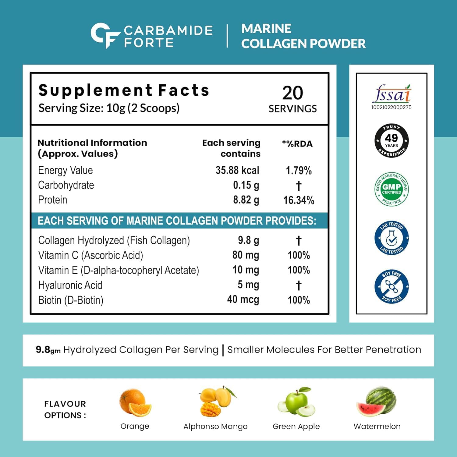 Carbamide Forte Hydrolyzed Collagen Nutritional Supplement, Adult Unisex, Tablets and Powder - front view (53)