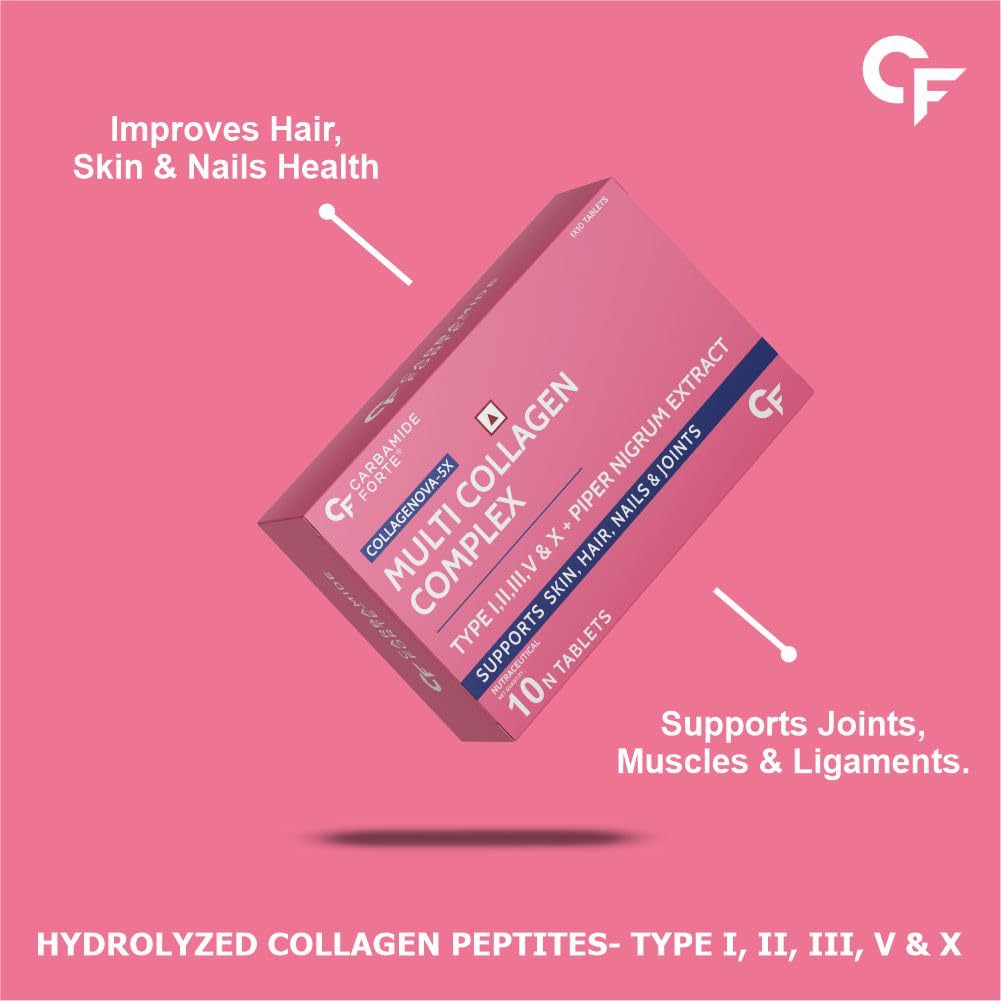 Carbamide Forte Hydrolyzed Collagen Nutritional Supplement, Adult Unisex, Tablets and Powder - close-up detail