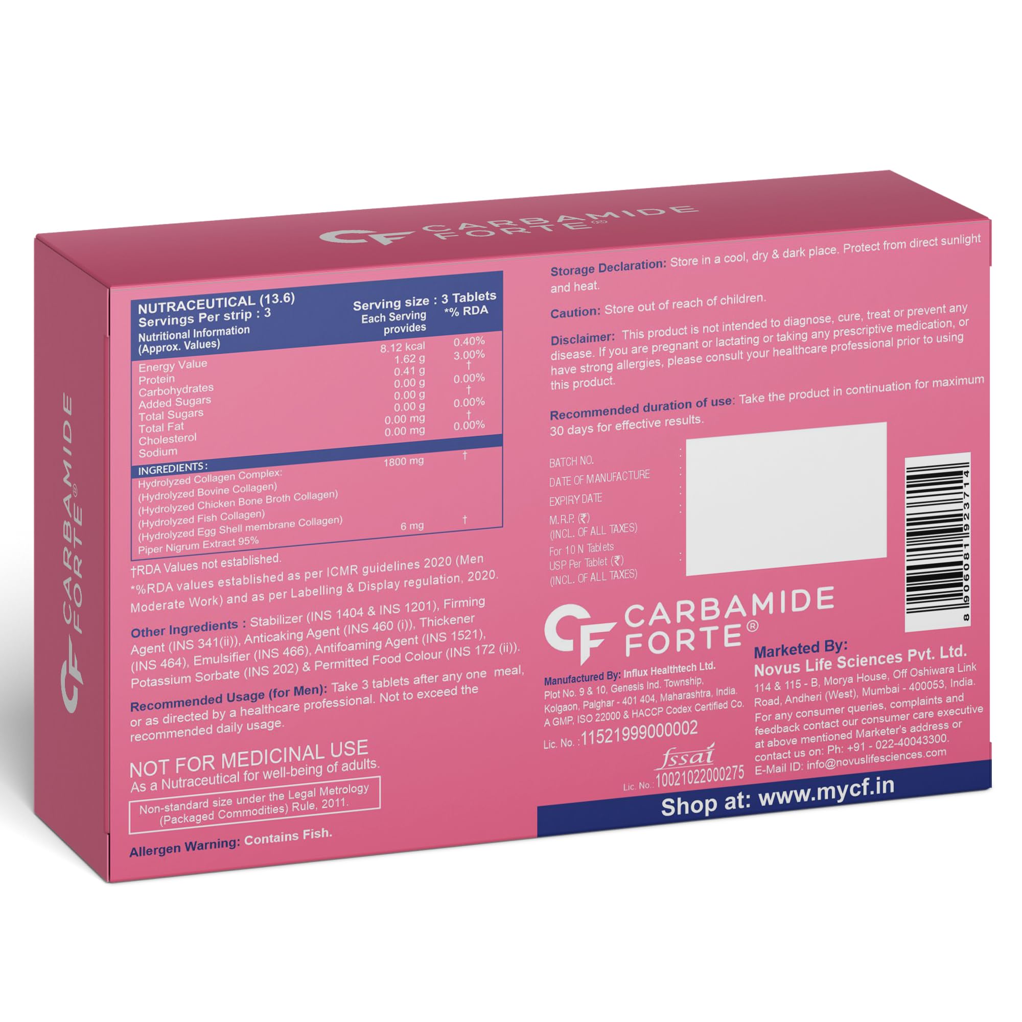 Carbamide Forte Hydrolyzed Collagen Nutritional Supplement, Adult Unisex, Tablets and Powder - in use