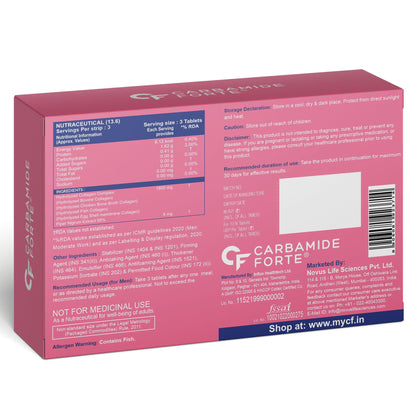 Carbamide Forte Hydrolyzed Collagen Nutritional Supplement, Adult Unisex, Tablets and Powder - in use