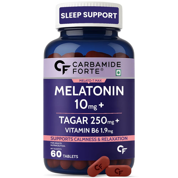 Carbamide Forte Melatonin 10mg Tablets, Sleep Supplement with Tagar and Vitamin B6