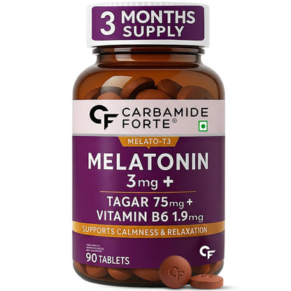 Carbamide Forte Melatonin 10mg Tablets, Sleep Supplement with Tagar and Vitamin B6 (10)