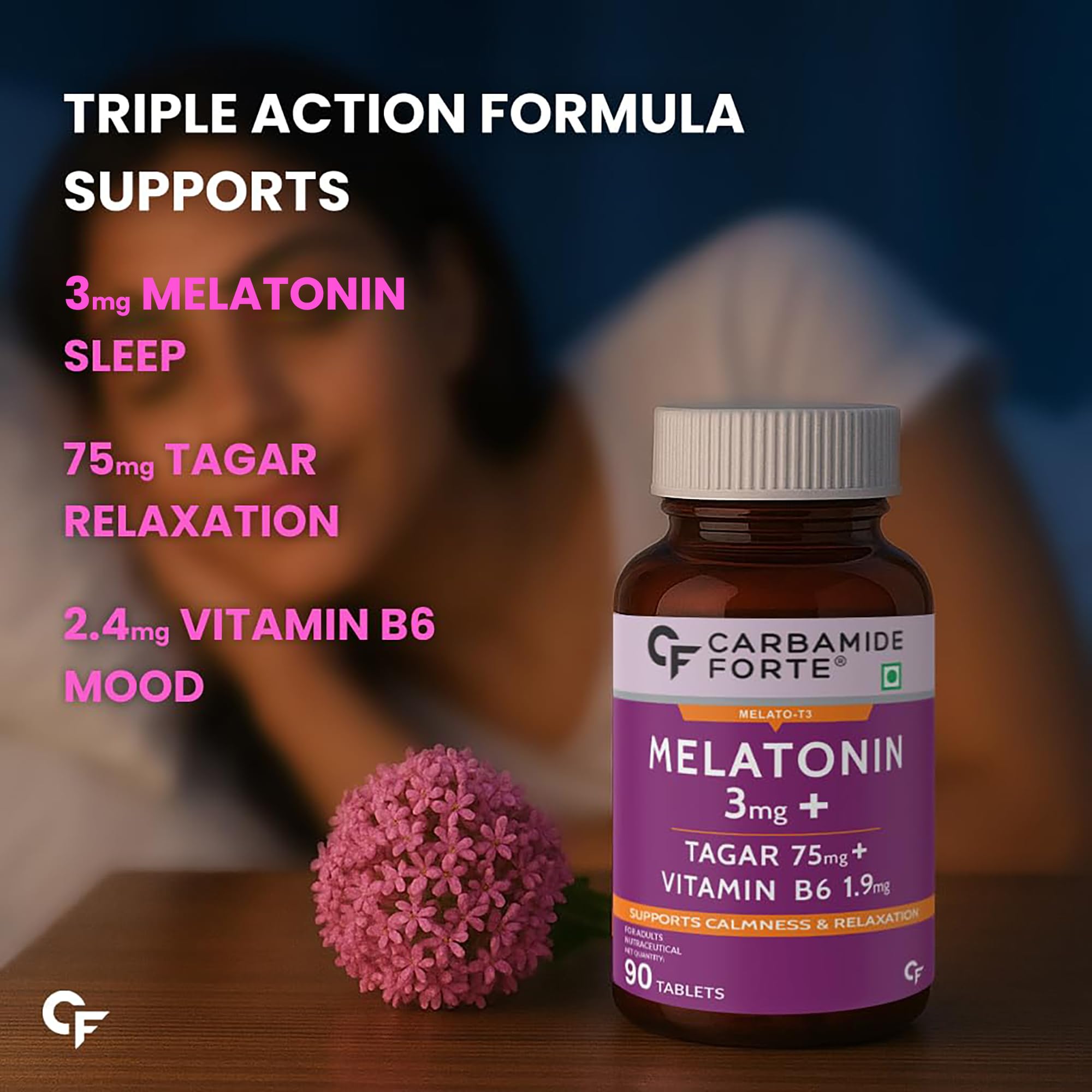 Carbamide Forte Melatonin 10mg Tablets, Sleep Supplement with Tagar and Vitamin B6 - packaging (13)