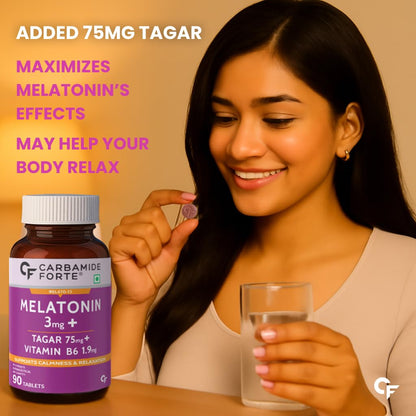 Carbamide Forte Melatonin 10mg Tablets, Sleep Supplement with Tagar and Vitamin B6 - in use (17)
