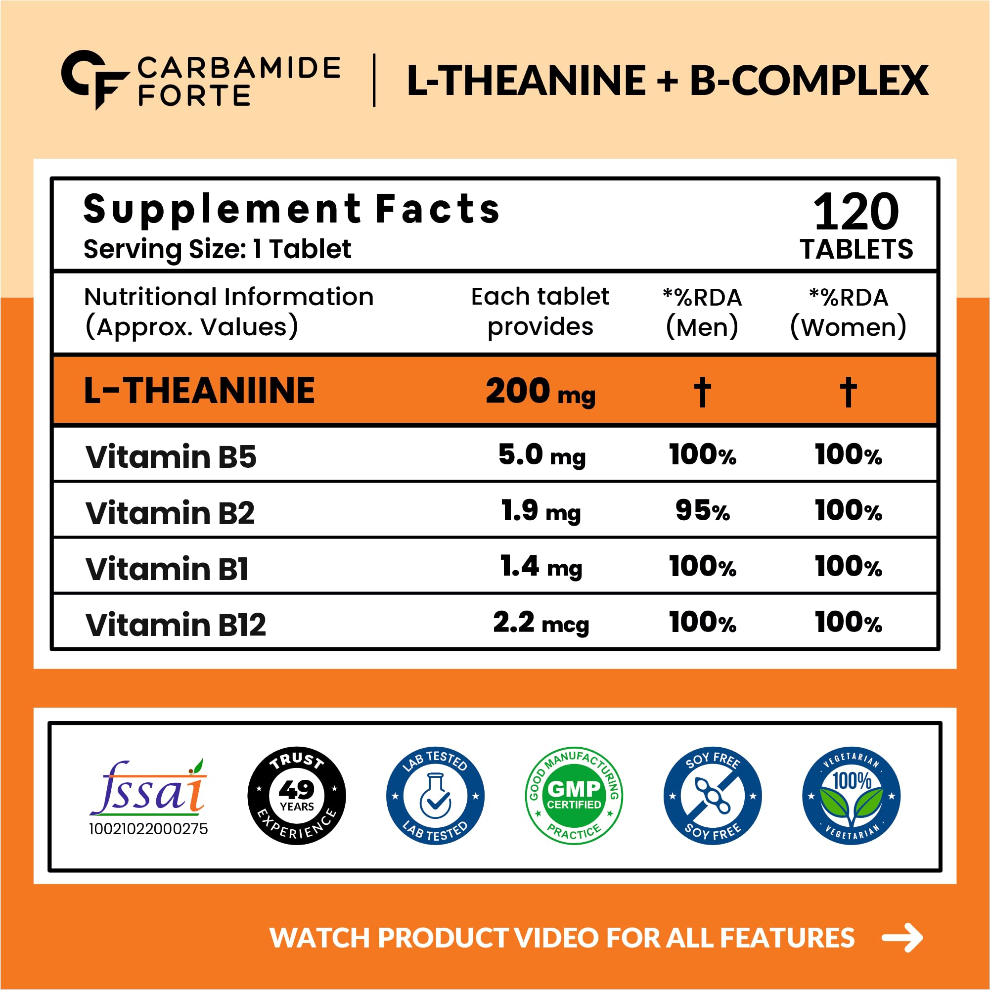Carbamide Forte Melatonin 10mg Tablets, Sleep Supplement with Tagar and Vitamin B6 - front view (20)