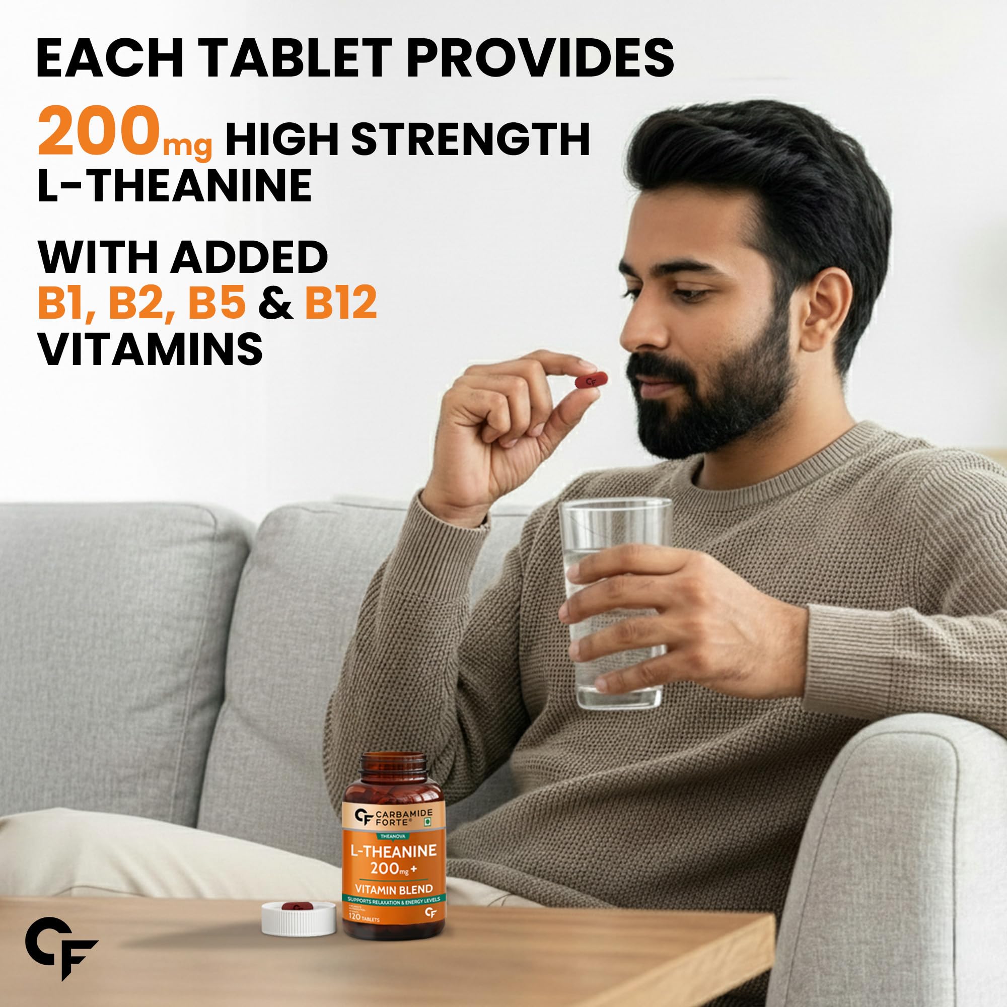 Carbamide Forte Melatonin 10mg Tablets, Sleep Supplement with Tagar and Vitamin B6 - back view (21)