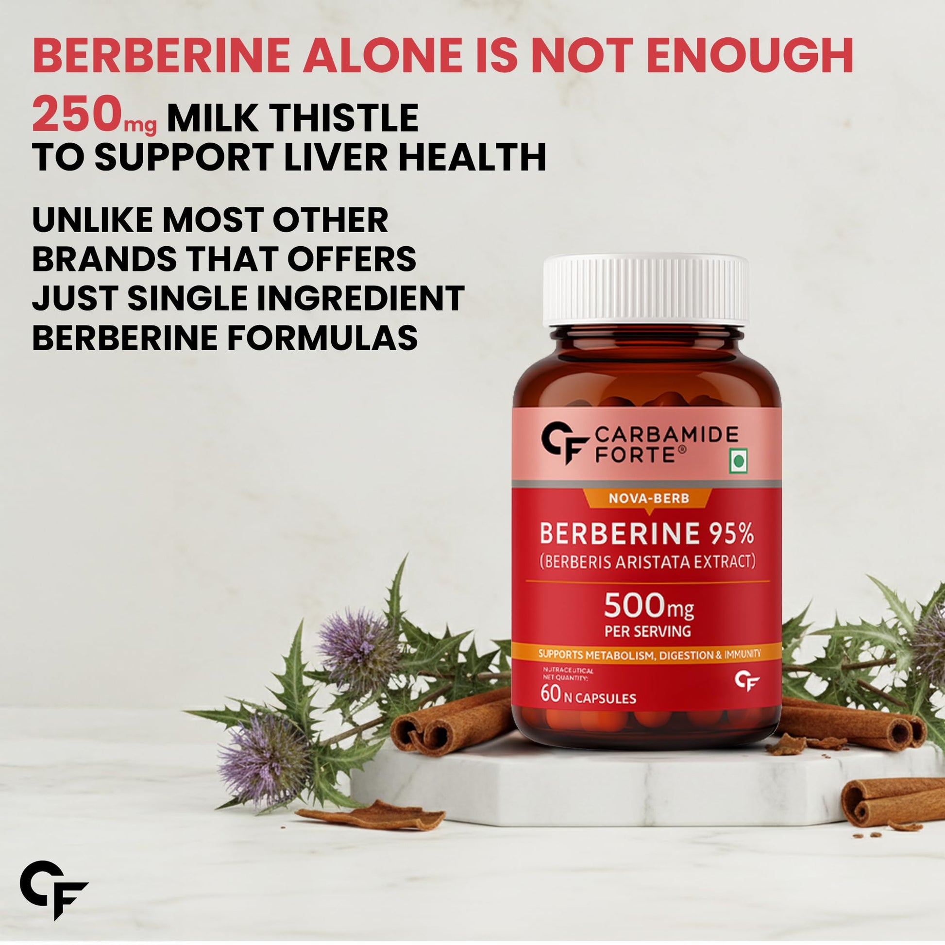 Carbamide Forte Milk Thistle Herbal Supplement, 30:1 Extract 800mg, 80% Silymarin, Veg Tablets - packaging (13)