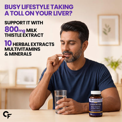 Carbamide Forte Milk Thistle Herbal Supplement, 30:1 Extract 800mg, 80% Silymarin, Veg Tablets - back view (20)