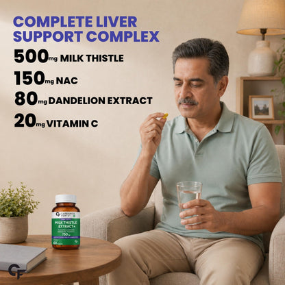 Carbamide Forte Milk Thistle Tablets with NAC, Dandelion & Vitamin C, 60 Count - back view