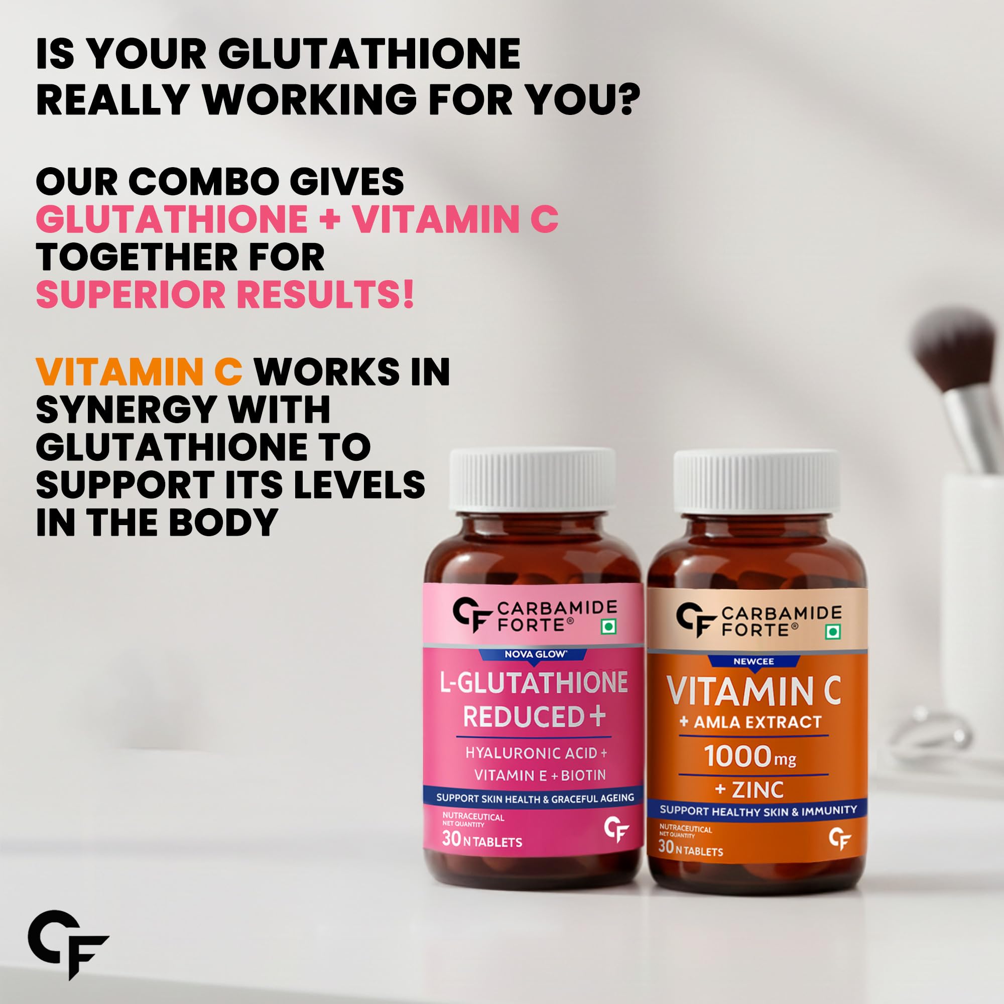 Carbamide Forte Natural Vitamin C Tablets | 1000mg Amla Extract With Zinc | Vitamin C Supplement for Immunity, Antioxidant, C