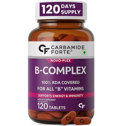 Carbamide Forte Vitamin B-Complex Tablets, 120 Count, Vegetarian, With B1, B2, B3, B5, B6, B9, Biotin and B12