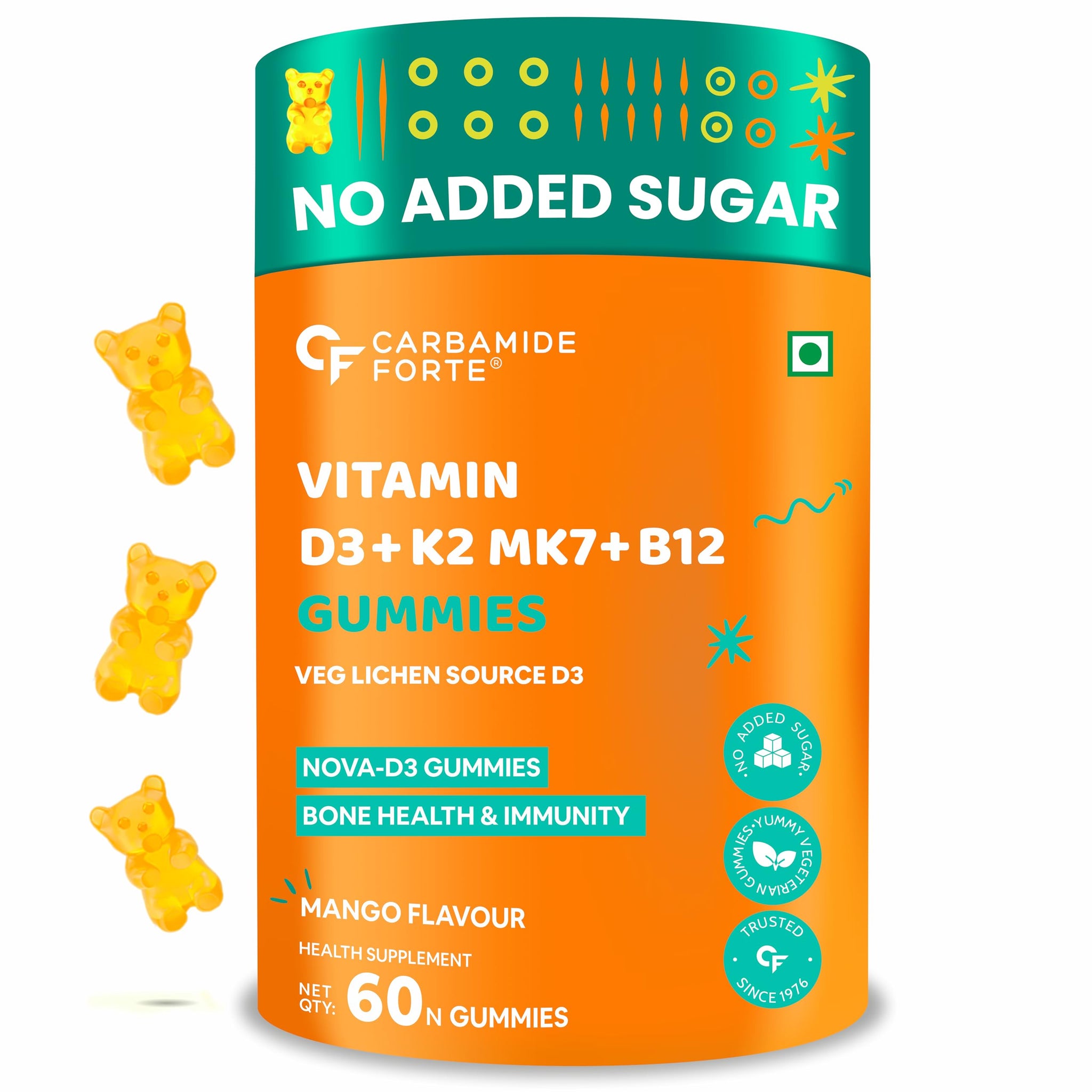 Carbamide Forte Vitamin D3 K2 MK7 Supplement, Lichen-Based Formula, Adult (13)
