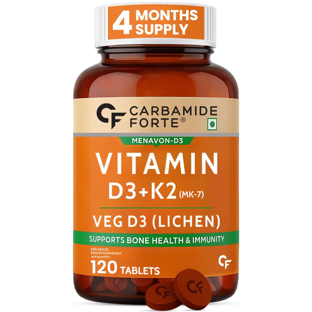 Carbamide Forte Vitamin D3 K2 MK7 Supplement, Lichen-Based Formula, Adult (30)
