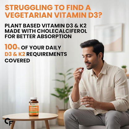 Carbamide Forte Vitamin D3 K2 MK7 Supplement, Lichen-Based Formula, Adult - back view