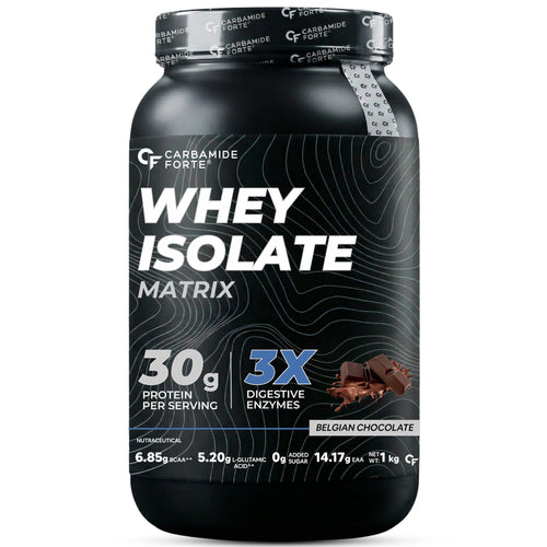 Carbamide Forte Whey Protein Isolate Matrix, 30g Protein, 6.85g BCAAs, 14.17g EAAs, Digestive Enzymes, Vitamins & Minerals