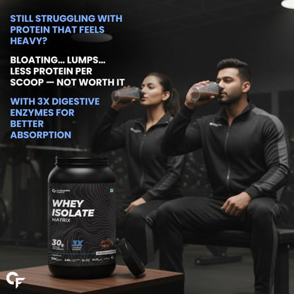 Carbamide Forte Whey Protein Isolate Matrix, 30g Protein, 6.85g BCAAs, 14.17g EAAs, Digestive Enzymes, Vitamins & Minerals - 