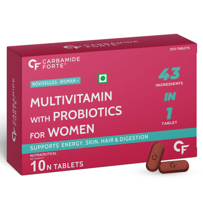 Carbamide Forte Women Combination Multivitamin & Mineral Tablets with Probiotics, 43 Ingredients