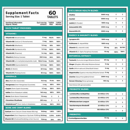 Carbamide Forte Women Combination Multivitamin & Mineral Tablets with Probiotics, 43 Ingredients - front view (10)
