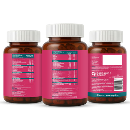 Carbamide Forte Women Combination Multivitamin & Mineral Tablets with Probiotics, 43 Ingredients - size and scale (39)