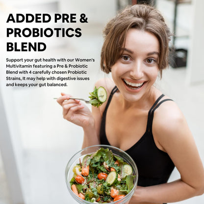 Carbamide Forte Women Combination Multivitamin & Mineral Tablets with Probiotics, 43 Ingredients - close-up detail