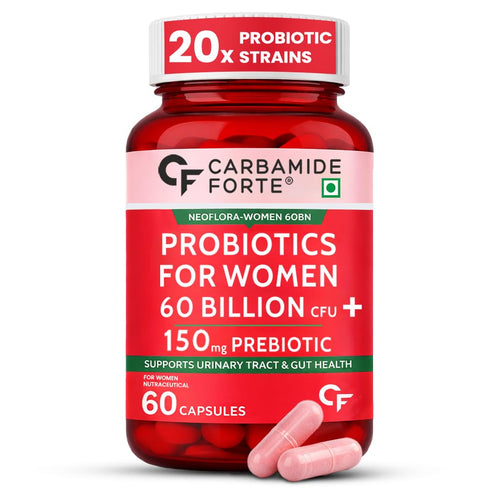 Carbamide Forte Women’s Probiotics Supplement, 60 Billion CFU, 22 Strains, 60 Vegetarian Capsules with Prebiotics & Cranberry