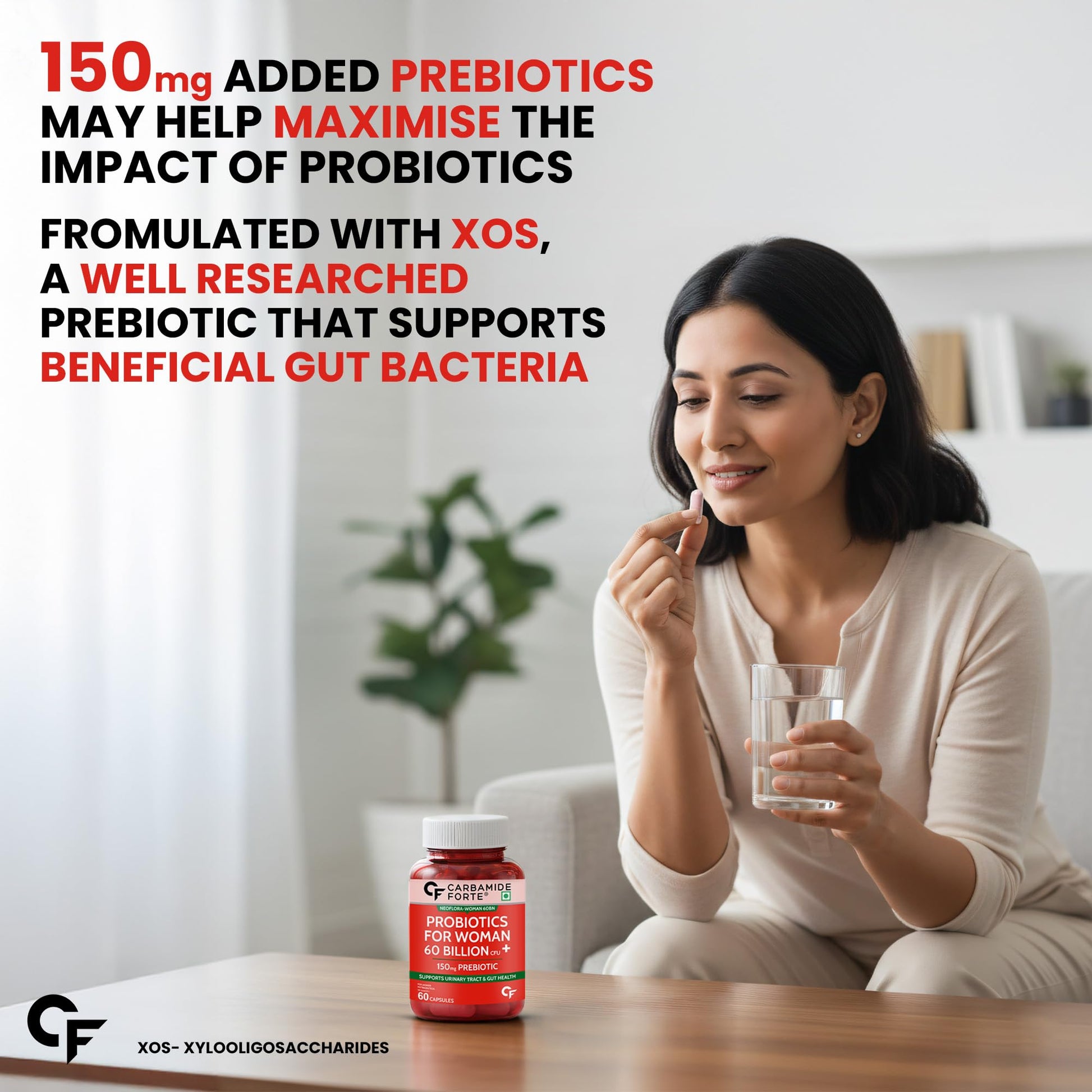Carbamide Forte Women’s Probiotics Supplement, 60 Billion CFU, 22 Strains, 60 Vegetarian Capsules with Prebiotics & Cranberry