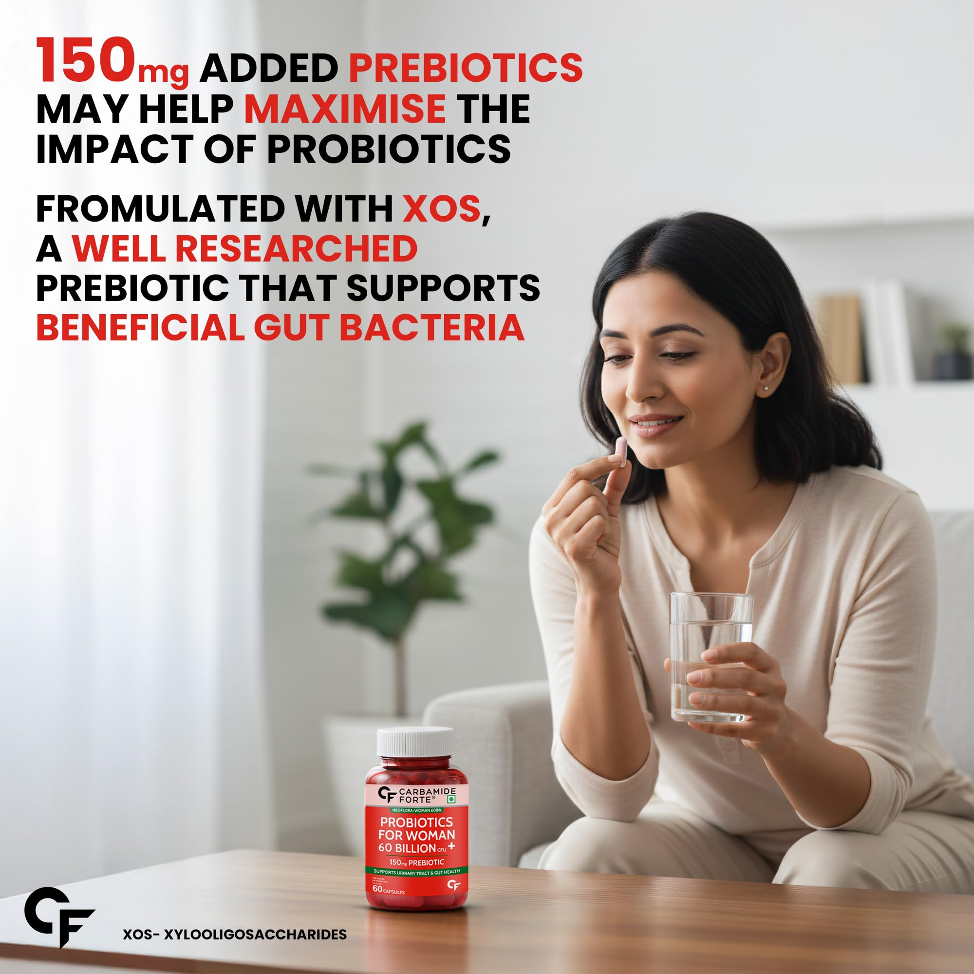 Carbamide Forte Women’s Probiotics Supplement, 60 Billion CFU, 22 Strains, 60 Vegetarian Capsules with Prebiotics & Cranberry