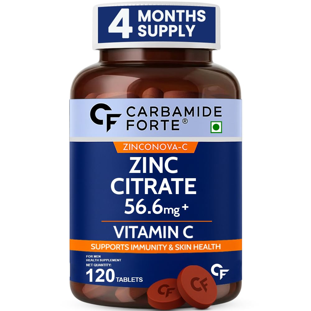 Carbamide Forte Zinc Citrate with Vitamin C Supplement, 120 Tablets, 56.6mg Zinc, 40mg Vitamin C