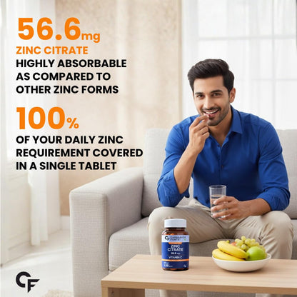 Carbamide Forte Zinc Citrate with Vitamin C Supplement, 120 Tablets, 56.6mg Zinc, 40mg Vitamin C - back view