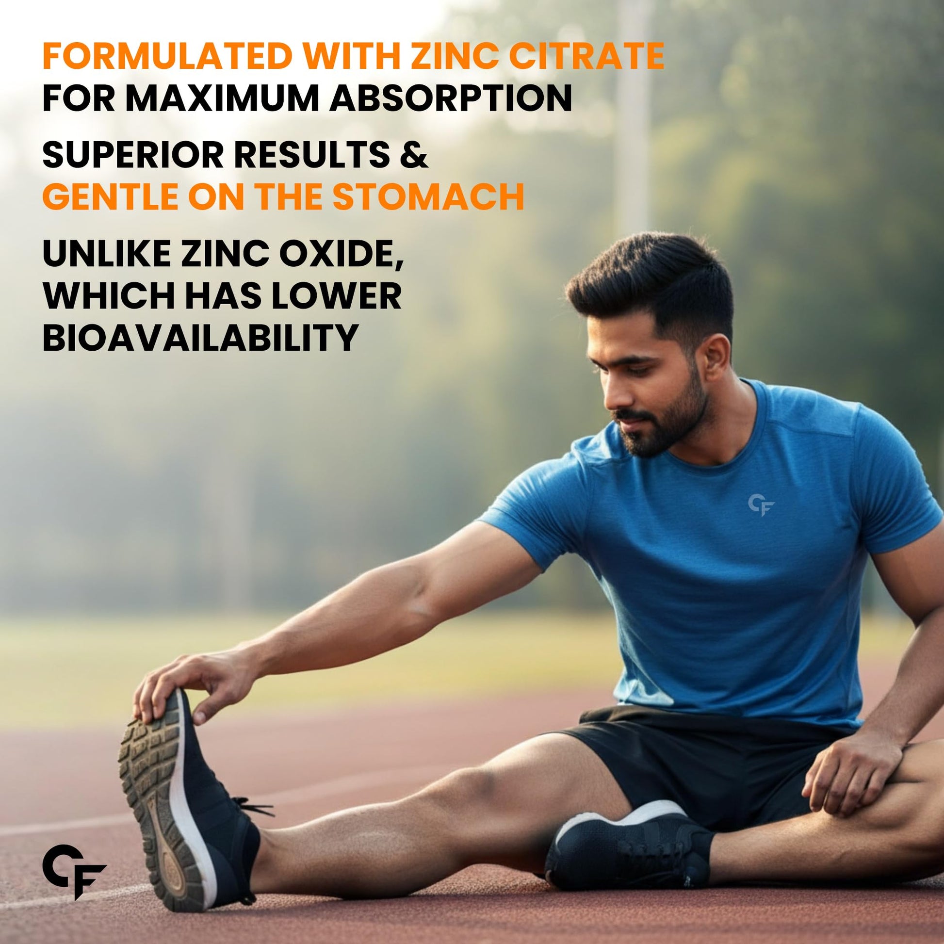 Carbamide Forte Zinc Citrate with Vitamin C Supplement, 120 Tablets, 56.6mg Zinc, 40mg Vitamin C - close-up detail