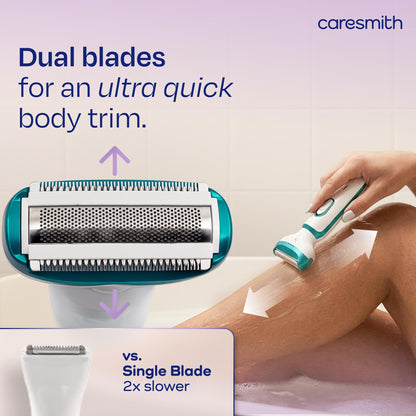 CARESMITH Bloom 2-in-1 Rechargeable Facial Hair Removal Machine & Eyebrow Trimmer for Women, USB-C, LED Light - back view (12