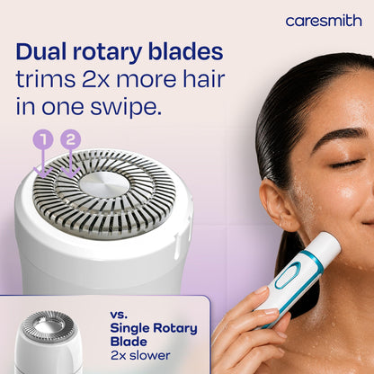 CARESMITH Bloom 2-in-1 Rechargeable Facial Hair Removal Machine & Eyebrow Trimmer for Women, USB-C, LED Light - packaging (13