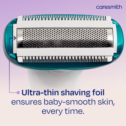 CARESMITH Bloom 2-in-1 Rechargeable Facial Hair Removal Machine & Eyebrow Trimmer for Women, USB-C, LED Light - label detail 