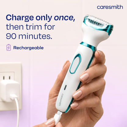 CARESMITH Bloom 2-in-1 Rechargeable Facial Hair Removal Machine & Eyebrow Trimmer for Women, USB-C, LED Light - close-up deta