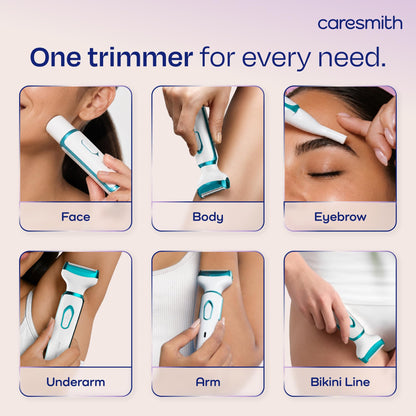 CARESMITH Bloom 2-in-1 Rechargeable Facial Hair Removal Machine & Eyebrow Trimmer for Women, USB-C, LED Light - in use (17)