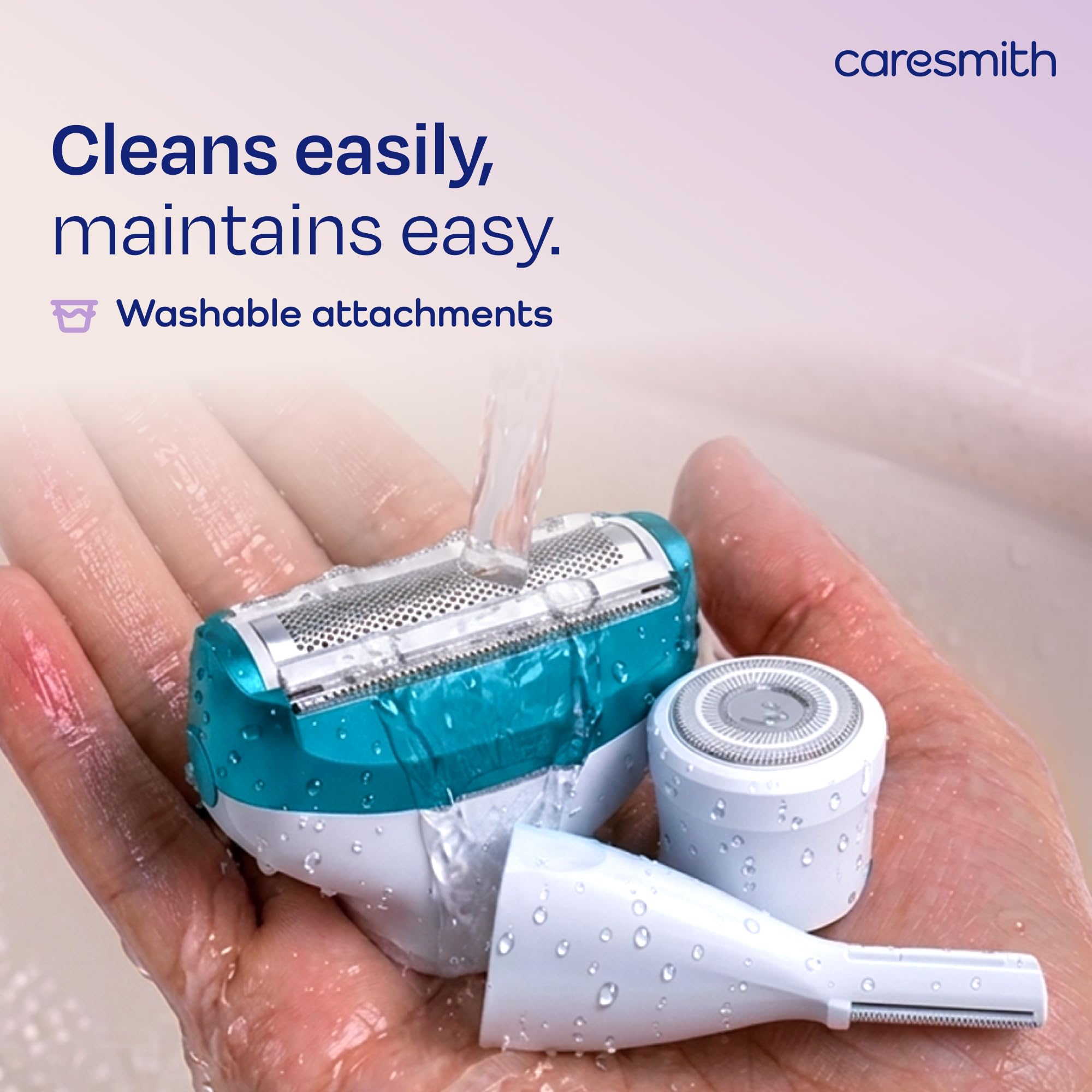 CARESMITH Bloom 2-in-1 Rechargeable Facial Hair Removal Machine & Eyebrow Trimmer for Women, USB-C, LED Light - size and scal