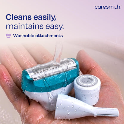 CARESMITH Bloom 2-in-1 Rechargeable Facial Hair Removal Machine & Eyebrow Trimmer for Women, USB-C, LED Light - size and scal