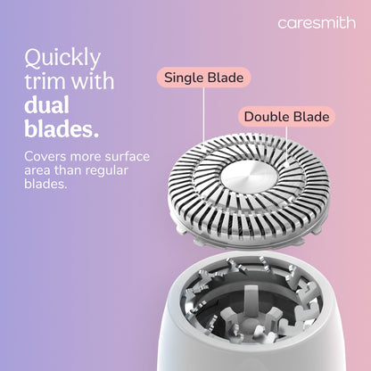 CARESMITH Bloom 2-in-1 Rechargeable Facial Hair Removal Machine & Eyebrow Trimmer for Women, USB-C, LED Light - back view